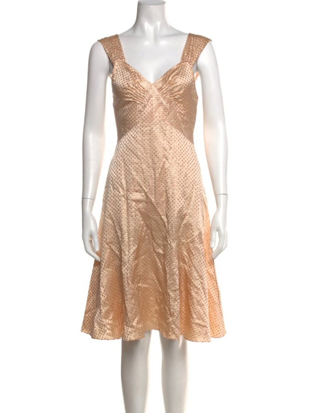 Vintage Marc Jacobs Silk Knee-Length Dress, Blush/Champagne w Gold Dots, Size 10